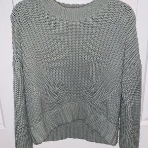 Pink Rose Sage Green Crew Neck Sweater